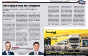Transporteur 05/23 – Dr. Schärmer & Mag. Miskovez – „SELBSTÄNDIGE“ LKW-FAHRER – Lohndumping: Haftung des Auftraggebers